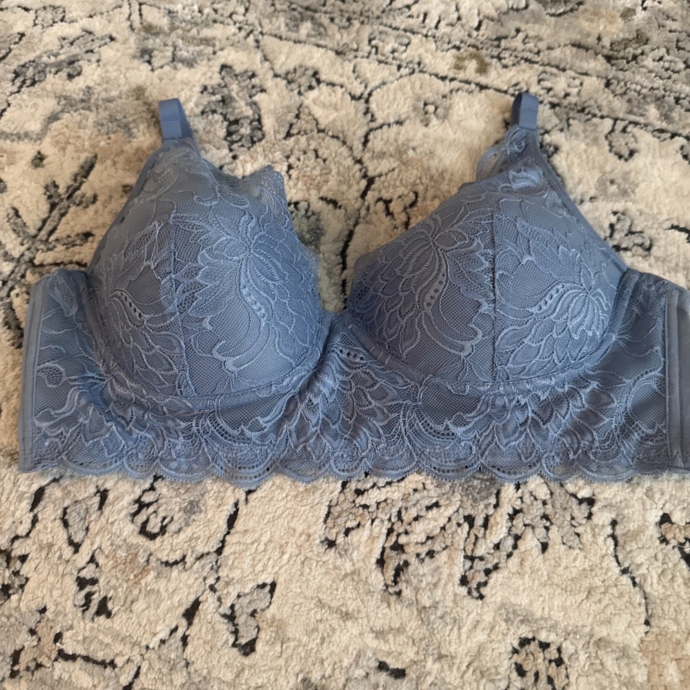 Maidenform Light Blue Floral Lace Underwire Longline Bralette DM1188 38C - Picture 2 of 8